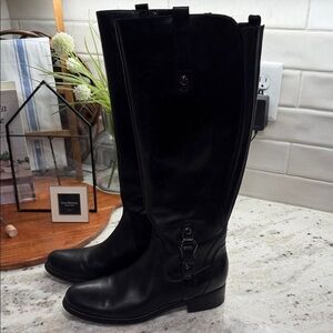 Blondo Venise Leather Riding Boot with Stretch Calf Leather with Aqua protect